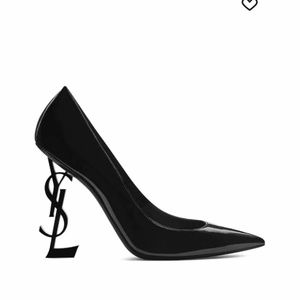 YSL Saint Laurent Patent Leather Logo Heel Pumps Size 39